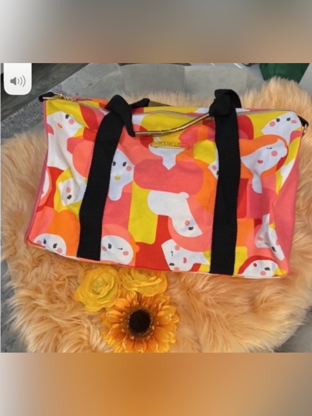 Benefit San Francisco Colorful Multi Travel Overnight Duffel Sz LG NEW! FIRM!